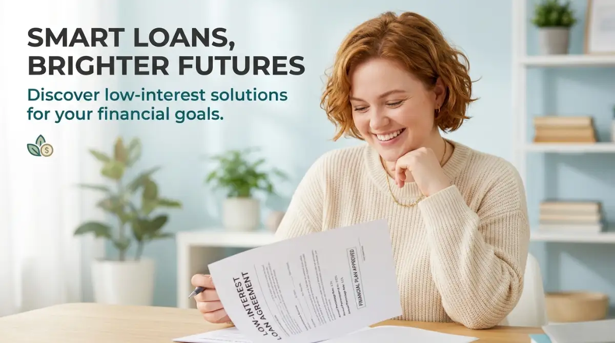 A confident woman sitting in her cozy home office smiling at a loan approval screen, demonstrating the peace of mind that comes with a trusted financial partner.